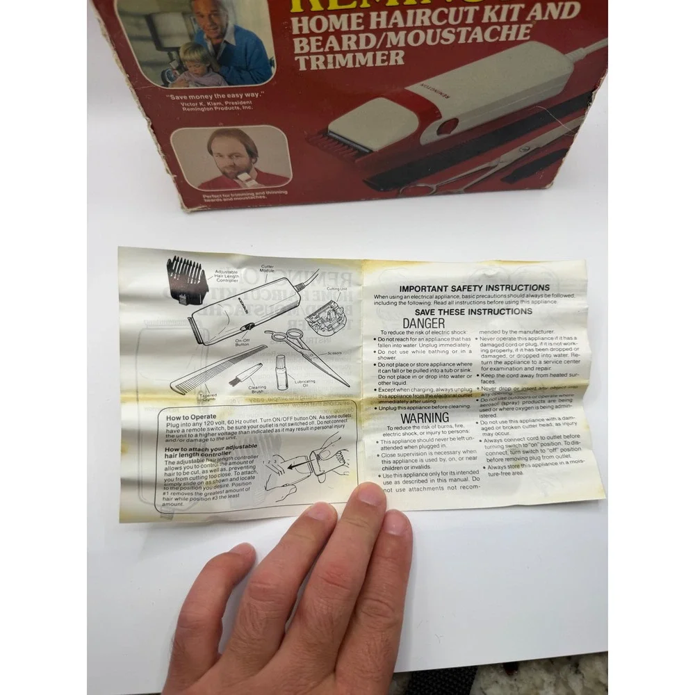 Vintage Remington Home Haircut Kit Beard Moustache Trimmer Model HC-100 1985